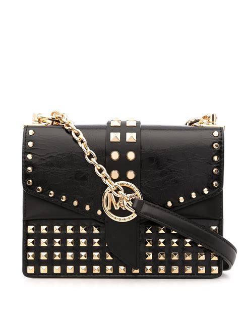 small black bag michael kors|michael kors black studded bag.